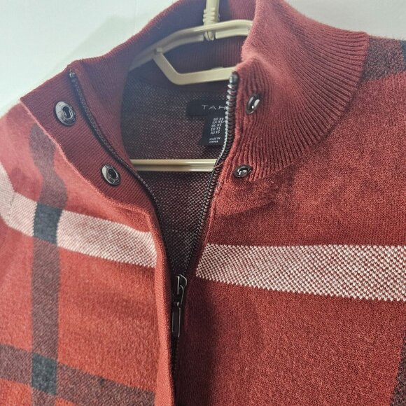 Tahari Fleece Jacket Womens XS Red Plaid Full Zip Duster Parka Mid Length - Picture 6 of 12